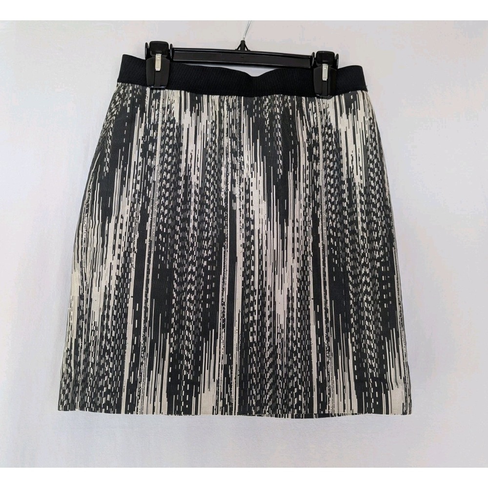 Ann Taylor Skirt Womens 6 Corded Mini Black Beige Grosgrain Waistband Lined